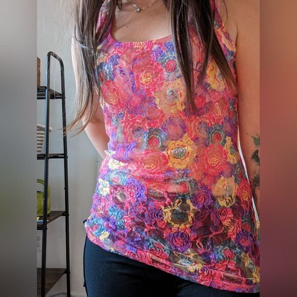 Vintage Delia's Floral‎ Mesh Lace Tank - Picture 6 of 7